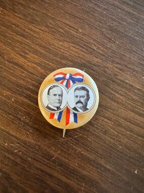 McKinley Teddy Roosevelt Presidential Button Pin-back Vtg 1972 Union Made USA